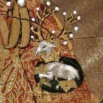 detail of a white hart badge
